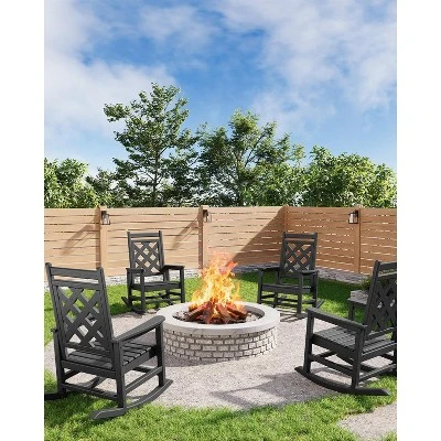 Oversized Rocking Chair Outdoor,HDPE Adirondack Rocking Chair With Wood Texture - 380Lbs & Weather Resistant For Deck, Patio 6 Oversized Rocking Chair Outdoor,HDPE Adirondack Rocking Chair With Wood Texture - 380Lbs & Weather Resistant For Deck, Patio - Image 4