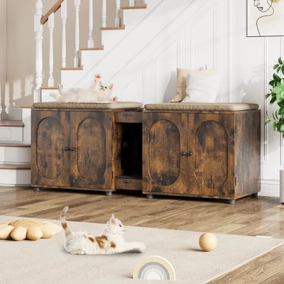 Cat Litter Box Enclosure With Removable Tray, Storage Cabinet & Easy Entry For A Tidy, Odor-Free Home 10 Cat Litter Box Enclosure With Removable Tray, Storage Cabinet & Easy Entry For A Tidy, Odor-Free Home - Image 8