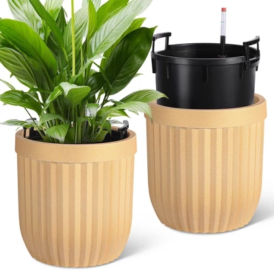 14.5/23/31 Inch Tall Planter, Square Planter Set Of 2, Large Indoor/Outdoor Flower Pots With Drainage Holes, Water Level Monitor & Wheels For Patio 10 14.5/23/31 Inch Tall Planter, Square Planter Set Of 2, Large Indoor/Outdoor Flower Pots With Drainage Holes, Water Level Monitor & Wheels For Patio - Image 8