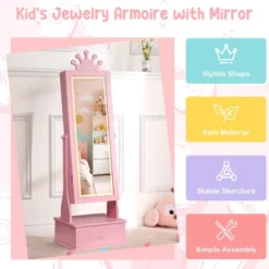 Kids Jewelry Armoire Cabinet With Full-Length Mirror, 46" Jewelry Armoire With Led Light, Jewelry Organizer With 3 Storage Drawers 16 Kids Jewelry Armoire Cabinet With Full-Length Mirror, 46" Jewelry Armoire With Led Light, Jewelry Organizer With 3 Storage Drawers -House Beautiful GUEST bcd72451 73d1 4247 a269 2e8f51e573e1