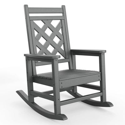 Oversized Rocking Chair Outdoor,HDPE Adirondack Rocking Chair With Wood Texture - 380Lbs & Weather Resistant For Deck, Patio 11 Oversized Rocking Chair Outdoor,HDPE Adirondack Rocking Chair With Wood Texture - 380Lbs & Weather Resistant For Deck, Patio - Image 9