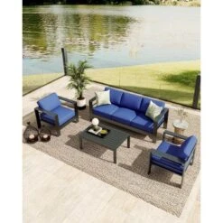 4-Piece Outdoor Patio Sofa Set With Aluminum Frame, Removable Cushions And Coffee Table For Backyard And Porch 13 4-Piece Outdoor Patio Sofa Set With Aluminum Frame, Removable Cushions And Coffee Table For Backyard And Porch -House Beautiful GUEST bda1b3b2 9ed1 498b 8a5c 019e97c5d2b3
