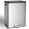 60L 16 Gallon Step Dual Trash Can With Lid, Large Stainless Steel Double Recycling Bin -House Beautiful GUEST be0fc978 9f2c 4fd8 abf0 dac4ed5d23cf