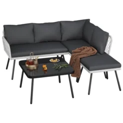 4 Piece Patio Sofa Set With Loveseat, Two Wicker Chairs And Glass Coffee Table, Outdoor Furniture Set For Balcony And Garden 15 4 Piece Patio Sofa Set With Loveseat, Two Wicker Chairs And Glass Coffee Table, Outdoor Furniture Set For Balcony And Garden -House Beautiful GUEST be418118 4ed9 4cb1 b9d4 6d22bfcc4e2c