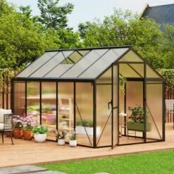 6x10FT Walk In Polycarbonate Greenhouses With Enhanced Aluminum Frame And Roof Vent For Outdoors And Seasons Garden Planting 14 6x10FT Walk In Polycarbonate Greenhouses With Enhanced Aluminum Frame And Roof Vent For Outdoors And Seasons Garden Planting -House Beautiful GUEST bec30f19 4730 481c b87a a21caad41ad6