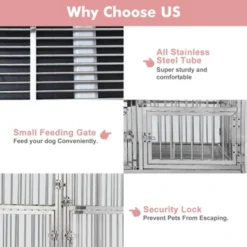 48 Inch Heavy Duty Dog Crate - Stainless Steel Kennel With Wheels, Double Door & Small Door Design, Removable Tray & Sturdy Locks, Silver 15 48 Inch Heavy Duty Dog Crate - Stainless Steel Kennel With Wheels, Double Door & Small Door Design, Removable Tray & Sturdy Locks, Silver -House Beautiful GUEST bf013871 3d8e 4c2a a3f1 b39699f39cc7