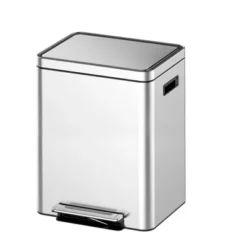 Dual Trash Can, Rectangular Waste Basket With Metal Lid & Step Foot Pedal -House Beautiful GUEST bf6e6061 a460 452a 8a95 77b17846b8a0