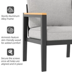 4 Piece Modern Outdoor Conversation Sets With 4 Inch Cushion & 5mm Tempered Glass Table -House Beautiful GUEST bf99bb54 b788 483e 937a 5225ee51bf04