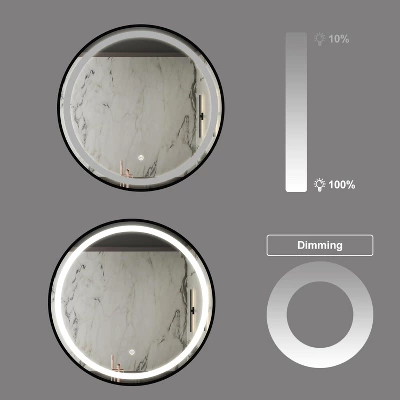 LED Round Lighted Bathroom Mirror, 32 Inch Vanity Mirror With Power And Anti Fog Switch 4 LED Round Lighted Bathroom Mirror, 32 Inch Vanity Mirror With Power And Anti Fog Switch - Image 2