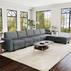 7-Seat Modular Sectional Sleeper Sofa With Storage Ottomans, U Shaped Convertible Couch For Apartment Or Home -House Beautiful GUEST c1ac4142 0214 4098 bde7 e81d49b38bb4