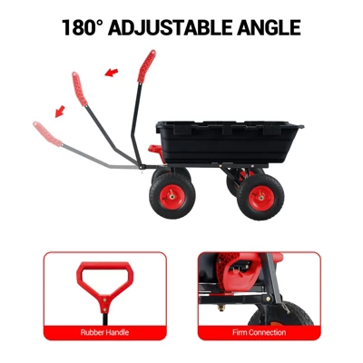 900 Lbs Garden Dump Cart With 10In Tires, Heavy Duty Poly Yard Cart With 180°Rotating Handle And Quick Release System, Utility ATV Trailer 8 900 Lbs Garden Dump Cart With 10In Tires, Heavy Duty Poly Yard Cart With 180°Rotating Handle And Quick Release System, Utility ATV Trailer - Image 6