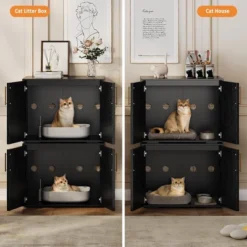 Cat Litter Box Enclosure, Hidden Cat Litter Box Furniture With With 2 Doors And Pads, Wooden Kitty Litter Box Cabinet Furniture -House Beautiful GUEST c1ddec8d e08e 46a6 b429 6c6d1a2b9a4a