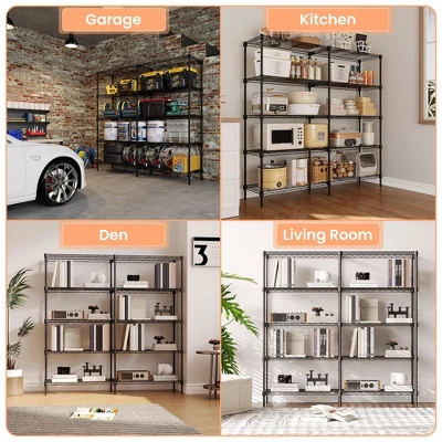 Heavy Duty 5-Shelf Metal Shelving Unit, Industrial Strength Metal Shelving, Adjustable Garage Shelving For Warehouses 7 Heavy Duty 5-Shelf Metal Shelving Unit, Industrial Strength Metal Shelving, Adjustable Garage Shelving For Warehouses - Image 5