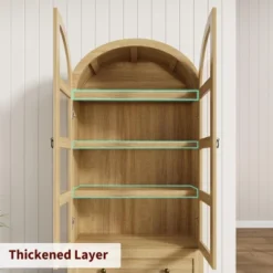 72" Arched Kitchen Pantry, Wood Arch Kitchen Storage Cabinets With Doors, Drawers, Shelves, Farmhouse Freestanding Versatile Large Cupboard Cabinet -House Beautiful GUEST c205aeaf 2d3c 4e86 8ae4 280a4e5437fd
