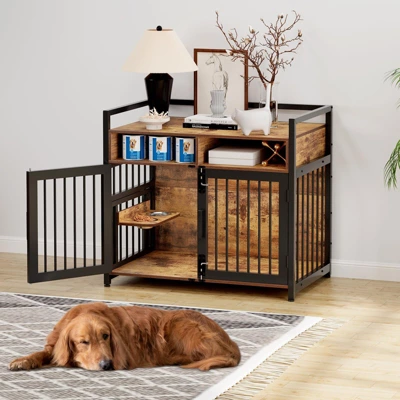 Indoor Dog Crate Furniture With Storage Shelf & Anti-Chew Design - Kennel For Small To Large Dogs 4 Indoor Dog Crate Furniture With Storage Shelf & Anti-Chew Design - Kennel For Small To Large Dogs - Image 2