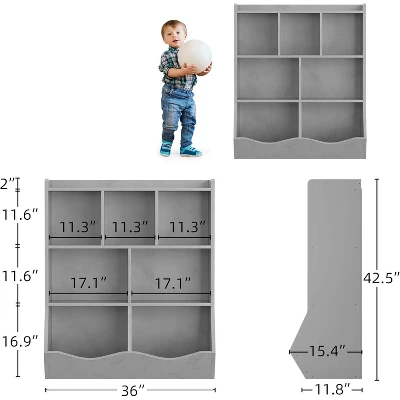 Toy Storage Cabinet, Three-Tier Kids Bookshelf And Bookcase For Storage Books And Toys, Multi Shelf With Cubby Cabinet 10 Toy Storage Cabinet, Three-Tier Kids Bookshelf And Bookcase For Storage Books And Toys, Multi Shelf With Cubby Cabinet - Image 8