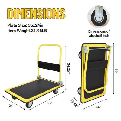 Heavy Duty Foldable Platform Hand Truck, Rolling Push Cart Dolly, Portable Moving Cart For Storage 3 Heavy Duty Foldable Platform Hand Truck, Rolling Push Cart Dolly, Portable Moving Cart For Storage