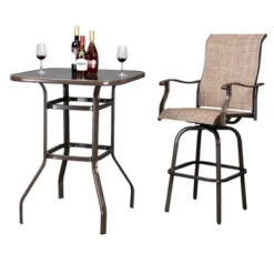 Bar Height Patio Table Bistro High Top Patio Table Outdoor Bar Table Metal Frame Tempered Glass Table 13 Bar Height Patio Table Bistro High Top Patio Table Outdoor Bar Table Metal Frame Tempered Glass Table -House Beautiful GUEST c322e113 7ef4 423d 8e70 2e0d01e75f1c