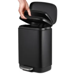 12 Liter 3.2 Gallon Stainless Steel Trash Can, Soft Close Lid, Child Proof Step On Pedal, Black For Kitchen & Home -House Beautiful GUEST c3947281 042c 49ba a100 0c7b0c21f0d4