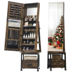 360° Swivel Jewelry Armoire, Floor Standing Full Length Mirror With Rear Storage Shelves, Lockable Jewelry Cabinet With Bottom Drawer And Wheels 18 360° Swivel Jewelry Armoire, Floor Standing Full Length Mirror With Rear Storage Shelves, Lockable Jewelry Cabinet With Bottom Drawer And Wheels -House Beautiful GUEST c3e42c14 2d56 458e 8185 94315431f4c2