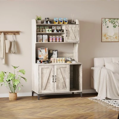 Cat Litter Box Enclosure With Storage Shelves, Hidden Cat Box Furniture With Scratch Pad, Multi-Functional Wooden Pet House & Indoor Washroom, Grey 10 Cat Litter Box Enclosure With Storage Shelves, Hidden Cat Box Furniture With Scratch Pad, Multi-Functional Wooden Pet House & Indoor Washroom, Grey - Image 8