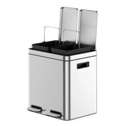 Trash Can With Lids, 3 Compartments Pedal Stainless Steel Kitchen Recyclingtrash Bin With Odor Seal -House Beautiful GUEST c4c6cb84 adde 47ec 9152 5cb2e7dfce77
