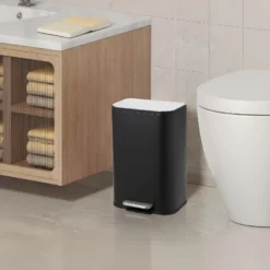 12 Liter 3.2 Gallon Stainless Steel Trash Can, Step On Pedal, Soft Close Lid, Removable Inner Bucket, Brushed Finish, Black -House Beautiful GUEST c4c7308f 3d5d 4331 b845 e42c5dca3aee