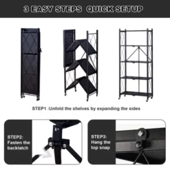 Foldable Storage Shelves With Wheels, 5 Tier Large Capacity Shelving Unit, Freestanding Metal Wire Shelf Rack 12 Foldable Storage Shelves With Wheels, 5 Tier Large Capacity Shelving Unit, Freestanding Metal Wire Shelf Rack -House Beautiful GUEST c4c9cd5c 2c2a 4efa ab7d f5d052d2d36e