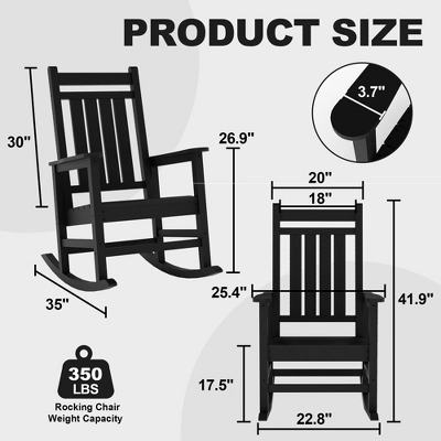 Adirondack Outdoor Rocking Chair, All Weather HDPE Plastic Patio Rocker Chair With Wide Armrests 4 Adirondack Outdoor Rocking Chair, All Weather HDPE Plastic Patio Rocker Chair With Wide Armrests - Image 2