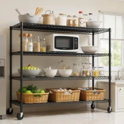 5 Tier Storage Shelves, Wire Shelving Unit With Wheels, 2200LBS Heavy Duty Garage Shelving For Warehouses, Pantry, Kitchen, School -House Beautiful GUEST c5f00232 845d 44da b6d3 23b9b6b47daf