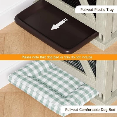 71" Dog Crate Furniture For 2 Dogs, Dog Kennel Furniture With Removable Divider And 3 Storage Compartments 7 71" Dog Crate Furniture For 2 Dogs, Dog Kennel Furniture With Removable Divider And 3 Storage Compartments - Image 5