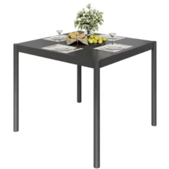 Aluminum Outdoor Metal Table For 2-4 Person,35" X 36" Rectangle Patio Dining Tables With Rectangular Non-Slip Stripe For Outiside Backyards, Porches -House Beautiful GUEST c71e248e 748a 41fc bbc6 c4137eedd31a