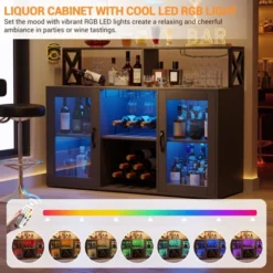 Freestanding Liquor Cabinet Bar For Home Living Room, Office, Dining Room, Kitchen Sideboard Bar Cabinet With LED Lights -House Beautiful GUEST c79e6179 de1a 4934 b99a d93a176f0833