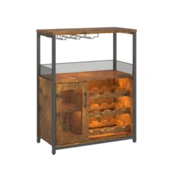 3-Tier Industrial Wine Bar Cabinet With Detachable Wine Rack, Drawer, Glass Holder & Mesh Doors Durable Sideboard And Buffet Storage, Brown 24 3-Tier Industrial Wine Bar Cabinet With Detachable Wine Rack, Drawer, Glass Holder & Mesh Doors Durable Sideboard And Buffet Storage, Brown -House Beautiful GUEST c7d492a4 67f2 4772 8860 ae5b29356a1f