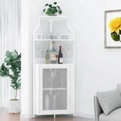 Corner Wine Cabinet With Detachable Wine Rack, 5-Tier Industrial Corner Bar Cabinet With Barn Door And Glass Holder 29 Corner Wine Cabinet With Detachable Wine Rack, 5-Tier Industrial Corner Bar Cabinet With Barn Door And Glass Holder -House Beautiful GUEST c7ec2ab0 712d 47f3 8265 ab2a7108ed67