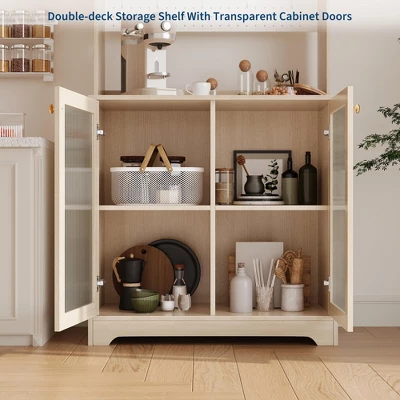 Kitchen Pantry Cabinet,71-Inch Freestanding Storage Cupboard With 7 Compartments, DIY Pegboard, 2 Glass Doors & Adjustable Shelves 7 Kitchen Pantry Cabinet,71-Inch Freestanding Storage Cupboard With 7 Compartments, DIY Pegboard, 2 Glass Doors & Adjustable Shelves - Image 5