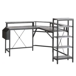 61 Inch L-Shaped Gaming Desk, Ergonomic Computer Desk, With 5-Tier Shelves, LED, Power Outlet & Storage Bag 18 61 Inch L-Shaped Gaming Desk, Ergonomic Computer Desk, With 5-Tier Shelves, LED, Power Outlet & Storage Bag -House Beautiful GUEST c8205fe1 de6a 400d 9664 702f16137248