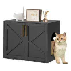 Cat Litter Box Enclosure, Hidden Cat Litter Box Furniture With With 2 Doors And Pads, Wooden Kitty Litter Box Cabinet Furniture -House Beautiful GUEST c836b5da 0f53 47cd a8a7 6ef813466e8d