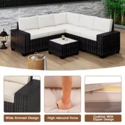 Jojoka 6 Pieces Outdoor Patio Sectional Furniture PE Rattan Sofa Set, All Weather Wicker Modular Patio Conversation Couch Sets With Coffee Table 15 Jojoka 6 Pieces Outdoor Patio Sectional Furniture PE Rattan Sofa Set, All Weather Wicker Modular Patio Conversation Couch Sets With Coffee Table -House Beautiful GUEST c83d79d5 52ab 4f53 a894 cc6713736ea4