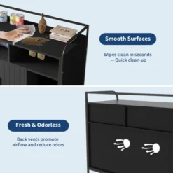 Cat Litter Box Enclosure With Metal Frame And Dual Storage Shelves -House Beautiful GUEST c8f23a2e fcc7 4e78 a170 85dbdc96235a 1