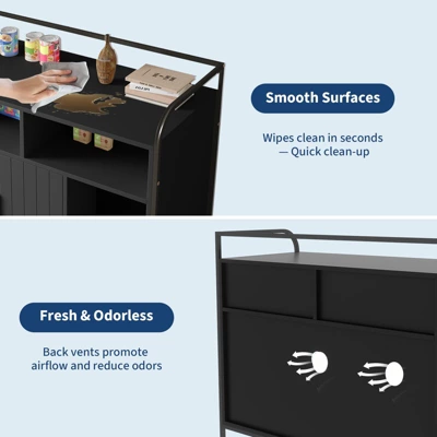 Cat Litter Box Enclosure With Metal Frame And Dual Storage Shelves, Modern Hidden Litter Box Furniture Indoor Cat House 8 Cat Litter Box Enclosure With Metal Frame And Dual Storage Shelves, Modern Hidden Litter Box Furniture Indoor Cat House - Image 6