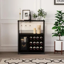 3-Tier Industrial Wine Bar Cabinet With Detachable Wine Rack, Drawer, Glass Holder & Mesh Doors Durable Sideboard And Buffet Storage, Brown 19 3-Tier Industrial Wine Bar Cabinet With Detachable Wine Rack, Drawer, Glass Holder & Mesh Doors Durable Sideboard And Buffet Storage, Brown -House Beautiful GUEST c9441fd7 1928 45ea b010 fb511f20bdf9