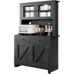 Jojoka Kitchen Pantry Cabinet With Microwave Stand, Freestanding Hutch Cabinet With Buffet Cupboard, Tall Kitchen Cabinets With Adjustable Shelves -House Beautiful GUEST c9947027 d160 454f 8850 7bc443806f06