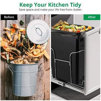 Pull Out Trash Can Under Cabinet, Stainless Steel Slide Out Garbage Can Shelf Under Sink, Adjustable Slide Out Shelf For Waste Can Under Kitchen Sink 8 Pull Out Trash Can Under Cabinet, Stainless Steel Slide Out Garbage Can Shelf Under Sink, Adjustable Slide Out Shelf For Waste Can Under Kitchen Sink - Image 6