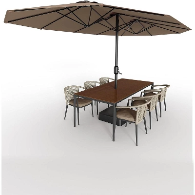 Jojoka 15FT Large Patio Umbrella With Base,Double-Sided Outdoor Market Rectangle Umbrellas For 2-8 People 14 Jojoka 15FT Large Patio Umbrella With Base,Double-Sided Outdoor Market Rectangle Umbrellas For 2-8 People - Image 12
