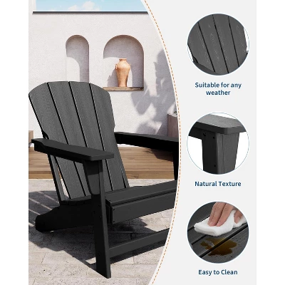Outdoor Adirondack Chairs, HDPE Patio Chairs For All Weather, Heavy Duty Fire Pit Seating With Wide Armrests And Slatted Back 7 Outdoor Adirondack Chairs, HDPE Patio Chairs For All Weather, Heavy Duty Fire Pit Seating With Wide Armrests And Slatted Back - Image 5