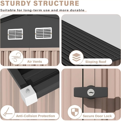 8x10 FT Metal Storage Sheds Outdoor, Metal ToolShed With Lockable Door 9 8x10 FT Metal Storage Sheds Outdoor, Metal ToolShed With Lockable Door - Image 7