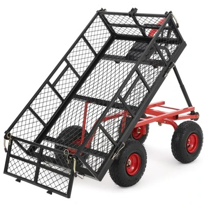 880/1400 Lbs Steel Garden Cart, Heavy Duty Steel Garden Dump Cart Utility Wagon With 10" Wheels Removable Sides For Farm Yard 4 880/1400 Lbs Steel Garden Cart, Heavy Duty Steel Garden Dump Cart Utility Wagon With 10" Wheels Removable Sides For Farm Yard - Image 2