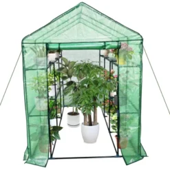 Walk-in Greenhouse With Roll-Up Zipper Door 57 X 57 X 76 Portable 3-Tier 6-Shelf Steel Frame Greenhouse For Indoor Outdoor Garden Patio, Green 17 Walk-in Greenhouse With Roll-Up Zipper Door 57 X 57 X 76 Portable 3-Tier 6-Shelf Steel Frame Greenhouse For Indoor Outdoor Garden Patio, Green -House Beautiful GUEST cbee52bc 0bba 4055 a41d 4edf4c121edd