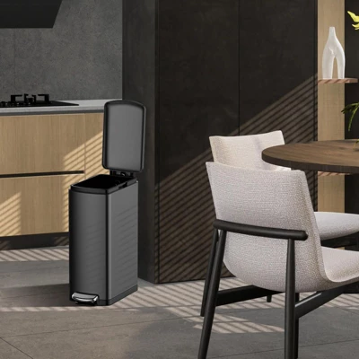 8 Gallon Slim Trash Can, 30L Step Garbage Can With Soft-Close Lid, Stainless Steel Recycling Bin 4 8 Gallon Slim Trash Can, 30L Step Garbage Can With Soft-Close Lid, Stainless Steel Recycling Bin - Image 2